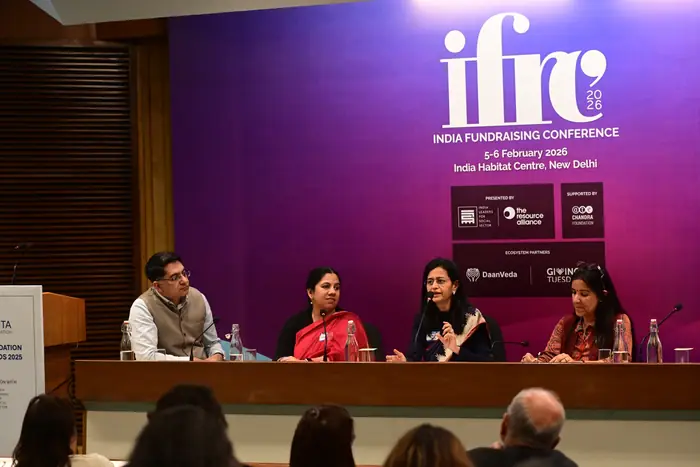 Panel discussion on stage at the India Fundraising Conference
